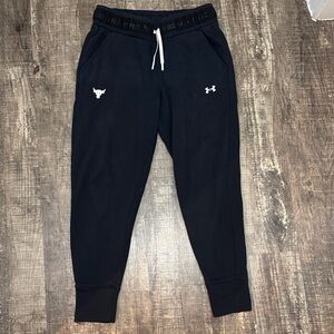 Under Armour Women’s Project Rock Black Joggers with White Logo